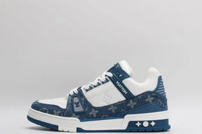 Tênis Louis Vuitton LV Trainer Monogram Denim White Blue